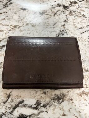 Coach Brown Leather Compact Wallet